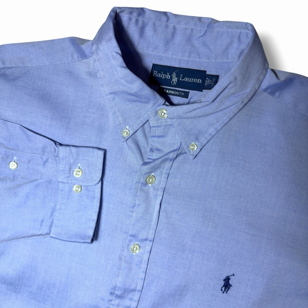 Ralph Lauren Powder Blue Cotton 17/34-35 Yarmouth Business Preppy Button Down Sh